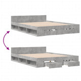 Bed Frame with Drawers without Mattress Concrete Grey 140x190 cm 3280765