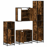 4 Piece Bathroom Furniture Set Smoked Oak Engineered Wood 3301207