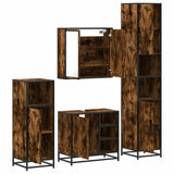 4 Piece Bathroom Furniture Set Smoked Oak Engineered Wood 3301207