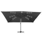 Cantilever Garden Parasol with LED Lights and Aluminium Pole 400x300 cm Anthracite 47006