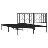 Metal Bed Frame without Mattress with Headboard Black 150x200cm 374439