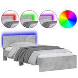 Bed Frame without Mattress with LED Lights Concrete Grey 100x200 cm 838802