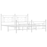Metal Bed Frame without Mattress with Footboard White 180x200cm 374410