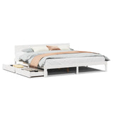 Bed Frame with Drawers without Mattress White 200x200 cm 3301993