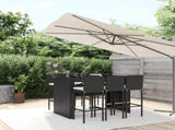 7 Piece Garden Bar Set with Cushions Black Poly Rattan 3203947