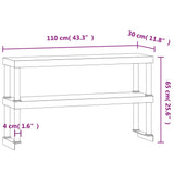 Work Table Overshelf 2-Tier 110x30x65 cm Stainless Steel 376449