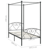 Bed Frame Grey Metal Single Durable Bed Frame Rectangular 284441