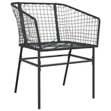 7 Piece Garden Dining Set Black Poly Rattan Glass 3334489
