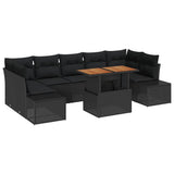Garden Sofa Set with Storage 8 pcs Black Poly rattan 3358669
