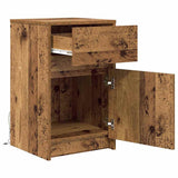 LED Bedside Cabinet with Drawer 2 pcs Old wood 38 x 34 x 61 cm 874144