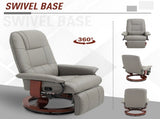 360&deg Swivel Recliner Chair with Footstool, Manual Recliner Armchair with Wooden Base, Faux T3398P328115