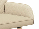 2 Seater Sofa with Solid Wood Legs 2-Seater Cream Linen Fabric 42051037