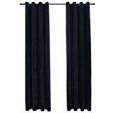 134490 Blackout Curtains with Rings 2 pcs Velvet Black 140x245 cm