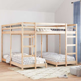 Triple Bunk Bed Frame Natural 80 / 200 x 200 cm Solid Pine Wood 3414558