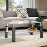 Coffee Table Black and Transparent 95x55x40 cm Tempered Glass 330303