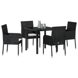 Garden Dining Set with Cushion 5 pcs Black Poly Rattan 3380100