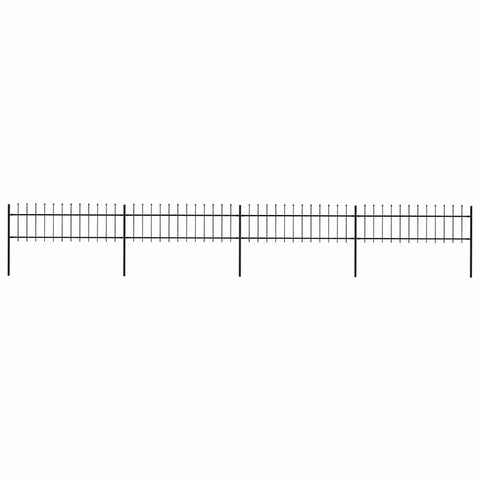 Garden Fence with Spear Top Steel 714.5x60 cm Black 277596