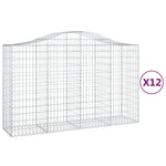 Arched Gabion Baskets 12 pcs 200x50x120/140 cm Galvanised Iron 3145671