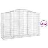 Arched Gabion Baskets 12 pcs 200x50x120/140 cm Galvanised Iron 3145671
