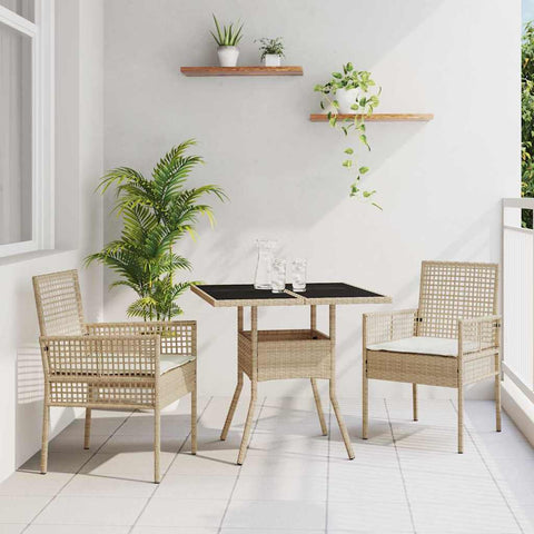 Garden Dining Set 3 pcs Beige Poly rattan 3334931