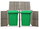 Double Wheelie Bin Shed Grey 140x80x117 cm Poly Rattan 319865
