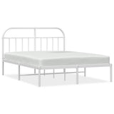 Metal Bed Frame without Mattress with Headboard White 150x200cm 353686