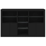 Sideboard Black Engineered wood, glass Large Sideboard 3209171