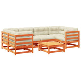 7 Piece Garden Sofa Set with Cushions Wax Brown Solid Wood Pine 3299313