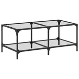 ZNTS Coffee Table with Transparent Glass Top 98.5x50x40 cm Steel 845980