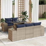 6 Piece Garden Sofa Set with Cushions Grey Poly Rattan Acacia 3326732