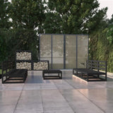 7 Piece Garden Lounge Set Black Solid Pinewood 3075318