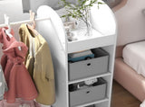 Kids Clothes Rail with Storage Shelf, Boxes, Mirror for Bedroom, Nursery, White T3398P379025