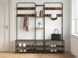 Coat Stand with Shoes Bench Smoked Oak 143 x 30 x 199.5 cm 8012046