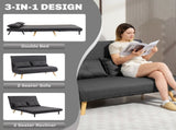Two-Seater Linen-Look Sofa Bed - Charcoal Grey T3398P377861