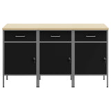 Work Cabinet with Drawer 3 pcs Black and Grey 150 x 55 x 85 cm 3321366