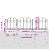 Garden Fence Gate with Arched Top Grey 4 x 1.25 m Steel 42008954