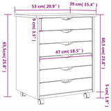 Rolling Cabinet with Drawers "MOSS" Honey Brown Solid Wood Pine 4015785
