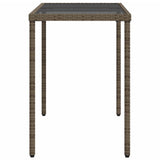 Garden Table with Glass Top Grey 115x54x74 cm Poly Rattan 365073