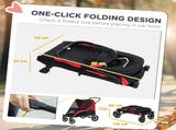 Easy Folding Pet Stroller for Large Dogs with 4 Big Wheels, Shock Absorb Frame, Safety Leashes, T3398P349609