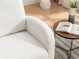 Mid Century Modern Teddy Fabric Upholstered Rocking Chair Padded Seat For Living Room Bedroom, Beige W1397P146020