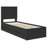 Bed Frame with Drawer Black 75 x 190 cm Engineer Wood 3411167