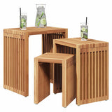 Garden Side Table 3 pcs Brown 33 x 44.5 x 51 cm Solid Teak Wood 42006351
