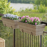 ZNTS Planters with hooks 2 pcs Grey Poly Rattan 366400