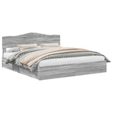 Bed Frame Grey Sonoma 200 x 200 cm Solid Pine Wood 3412858