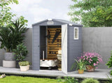 4.4ft x 3.3ft size Aluminium Frame and Plastic Wall Shed, with Foundation - Grey T3398P317748