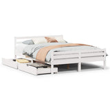 ZNTS Bed Frame without Mattress White 140x200 cm Solid Wood Pine 3301611