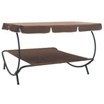 Outdoor Lounge Bed with Canopy Brown 48072