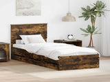 Bed Frame with Drawer Smoked Oak 75 x 190 cm Engineer Wood 3410760