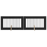 Dog Gate with Stands 2 pcs Black Oak 100 x 60 cm 892109
