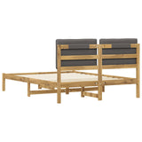 Bed Frame with Upholstered Headboard Whitewash and Light Grey 904162